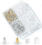 4 Styles- 620 Pcs Silicone Earring Backs for Studs, Clear Earring Backings Plastic Rubber Earring Backs Bullet Clutch Stoppers Replacement Kits for Fish Hook Earring Studs Hoops