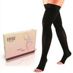 VERICCO WELLNESS Compression Stockings for Women and Men | Class 2 Thigh Length Medical Socks for Varicose Vein and Leg Pain Relief | 23-32 mm Hg | Compression Socks, Pair of 2, Black (Medium)