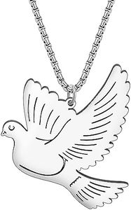 DALANE Acero Inoxidable Lindo Paloma Collar 18K Chapado Oro Colgante Novedad Pájaro Animales Joyería para Mujeres Niñas Regalos Fiesta (Plata Chapada)