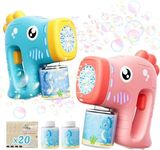 OundarM 2PCS Seahorse Bubble Guns, Automatic Bubble Maker Blower Machine for Kids, 12 Holes Bubble Maker with LED Light, Bubble Machine for Birthday, Party Favors, Wedding, Outdoor Indoor Activity