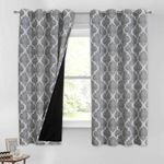 Beauoop Grommet Top Lattice Blackout Window Curtain Panels Thermal Insulated Noise Reduction Drapes for Bedroom Living Room Quatrefoil Energy Saving Window Treatment Sets, Set of 2, 50 W x 63 L, Gray