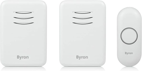 Byron Wireless Doorbell Set – Portable & Plug-In Chimes, 150m Range, 16 Melodies