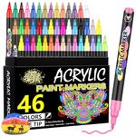 SwiftBuyo Acrylic Paint Markers,46 Colors Acrylic Paint Pens for Rock Painting Glass Wood Ceramic Fabric Canvas,Water-Based Permanent Paint Pens and Paint Markers with 0.7mm Extra Fine Tip