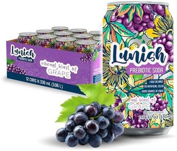 Lunish Prebiotic Soda, Grape Sabor Uva, Gut-Friendly & Refreshing, with Apple Cider Vinegar & 4g Prebiotic Fiber, 20 Cal, 12-Pack