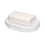 iDesign Finn Countertop Bar Soap Dish, Plastic Soap Holder for Bathroom, Shower, Vanity - Clear/White