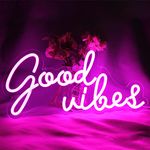 Good Vibes Neon Signs LED Night Lights for Wall Decor Pink 5V USB Powered with Dimmable Switch Bedroom Party Restaurant Bar Pub Hotel Recreational Decoration（16 * 7.5“）