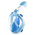 ORSEN Newest Version Snorkel Mask Foldable 180° Panoramic View Free Breathing Full Face Snorkeling Mask with Detachable Camera Mount, Dry Top Set Anti-fog Anti-leak for Adults & Kids