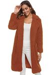 OMZIN Women's Winter Warm Coat Plush Jacket Lapel Faux Wool Warm Winter Outwear Stylish Double Breasted Oversized Coat Caramel M.