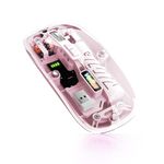 Verilux Transparent Wireless Mouse [Battery Level Visible] Bluetooth Rechargeable Mouse with 2.4G USB-C&Bluetooth, Adjustable DPI Ergonomic Mouse Silent Click for PC, Laptop, Notebook, Mac, iPad, Pink