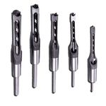 Square Hole Drill Bit Sets, 5Pcs Woodworking Square Drill Bits Set, HSS Wood Mortising Chisel Countersink Bits DIY Hole Opening Drilling Tools, 6.4mm/8mm/9.5mm/11mm/12.7mm