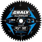 CRALY 6-1/2 Inch 54 Teeth Aluminum and Non-Ferrous Metal Cutting Circular Saw Blade, 5/8 Inch Arbor, Carbide Tipped, Thin Kerf, Black Ice Coating, for Thin Aluminum, Plastic, Composite(C0654AL)