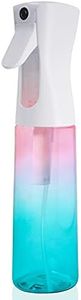 Hair Spray Bottles Continuous Mist Spray Bottle for Hair 10oz 300ml Refillable Empty Plastic Fine Mist Spraying Bottle for Curly Hair Gradient Pink Blue Mister Hair Styling Cleaning Plants Misting