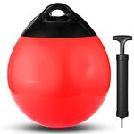 Kamehame Boat Mooring Buoys, 10” Inflatable Vinyl Anchor Buoy Round Boat Fenders Ball Dock Bumper Ball for Small Boat, Yacht, Small Sailboat, Ski Boat, Red