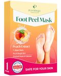 Plantifique Foot Peel Mask – 1 Pair Exfoliating & Dermatologically Tested Foot Treatment, Removes Dead Skin & Repairs Heels for Soft Feet – Peach Scent, Gift for Women & Men