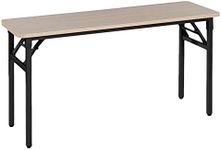 Amazon Basics Multi-purpose Foldable Training/Computer Table, 140 cm, Wood Surface, Light Oak Desktop with Black Legs