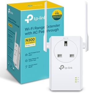 TP-Link TL-WA860RE WiFi Extender Booster with Passthrough Socket, Ethernet Port N300Mbps, Internet Booster, WiFi Repeater,WiFi Extender,App Control, WiFi Booster Range Extender, Plug and Play,UK Plug