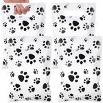 Pasimy 100 Pcs Paw Gift Bags Bulk Pet Plastic Treat Bags Paw Print Favor Bags with Handle Dog Paw Candy Bags Puppy Dogs Goodie Bags Paw Printed Treat Bags for Dog Birthday Party Supplies (White)