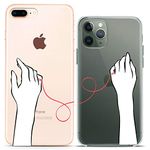 Cavka Matching Couple Cases Compatible for iPhone 14 13 Pro Max 12 Mini 11 Xs 6s 8 Plus 7 Xr 10 SE 5 Slim fit Friends Soft Cute Aesthetic Print Red Clear Cover String of Fate Flexible Hands