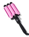 Trademark Beauty Babe Waves 3 Barrel Curling Iron Hair Waver, 1.25 Inch Quick Heat, Adjustable Temperature Hair Curler, Hair Styling Tools, 32mm Jumbo Ceramic Wand, Pink