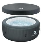 Inflatable Hot Tub 2-4 Person 110 Air Jets, Portable Blow Up Hottub with Cover, Built in Heater Pump, Round Outdoor Spa, Cup Holder, 2 Filters, Black