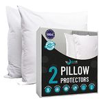 Dreamzie - Pack of 2 Pillow Protector Waterproof with Zipper - For Pillows 80 x 80 cm - White Cotton Outer Cover Oeko Tex® - Breathable, Hypoallergenic, Anti-Dust Mite, Anti-Bacterial