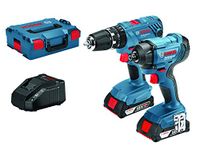 Bosch Professional 18V System Cordless Combo-Kit GSB 18V-21 Combi Drill + GDR 18V-160 Impact Driver (incl. 2X 2.0Ah GBA 18V Batteries, AL 1820 CV Charger, in L-BOXX 136)