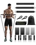 Pilates Bar Kit with 4 Resistance Bands,Pull up Resistance Bands with 3 Section Exercise Stick,Multiple Accessories and Storage Bag for Women & Men,Suitable for Home Workout Portable Gym Pilates