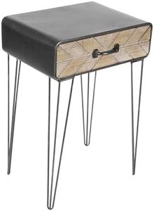 Deco 79 Metal Side End Accent Table Single Drawer End Table, Side Table 17" x 12" x 26", Black