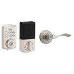 Weiser Powerbolt 3 Satin Nickel Keyless Entry Door Lock/Deadbolt Lock + Belmont Keyed Entry Door Lever