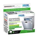 XROM Dishwasher Plant Based, Non Chemicals, Cleaner And Descaler, Removes Odors, Limescale & Detergent Build-Up, Removes Hard Water Stains, Powerful Descaling, 6 Tablets Per Pack