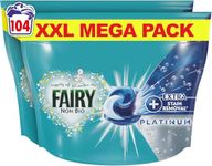 Fairy Platinum +Stain Remover Non Bio Pods Washing Liquid Capsules for Sensitive Skin 104 Washes