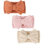 DRESHOW 3 Pack Baby Headbands for Girls Newborn Baby Nylon Headbands with Bows Hair Accessories