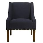 Homepop Home Decor | Upholstered Swoop Arm Accent Chair with Nailhead Trim | Accent Chairs for Living Room & Bedroom | Decorative Home Furniture, Deep Navy