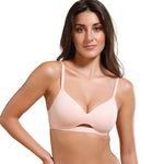 Enamor Women A032 Invisible Neckline Cotton T-Shirt Bra with Cloud Soft Cups- Padded Non Wired Medium Coverage(A032-Cherry Blossom-32C)