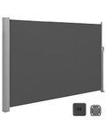 SONGMICS Side Shade, Extendable, 180 x 400 cm, Privacy Screen, Sun Protection, Opaque Outdoor Blind, For Patio, Terrace, Garden, Steel, Anthracite Grey GSA584G01