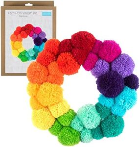 Trimits Kit corona con pompon arcobaleno, 26 cm