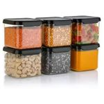 VOLTURI Air Tight Containers for Kitchen Storage (Pack of 6, 500 ML), Kitchen Storage Box, Airtight Container Set, Fridge Storage Containers for Pulses, Cereals, Grains, Fruits, Vegetables