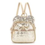 KL928 Girls Mini Backpack Bowknot Polka Dot Cute Daypacks Convertible Shoulder Bag Purse for Women, Sequin Golden, Small, Casual