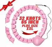 65inch 32 Knots Plus Size Quiet Weighted Hula Infinity Fitness Detachable Hoops, Smart Noiseless Hula for Women, 2 in 1 Waist and Abdominal Workout Equipment at Home