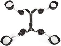 Lovehoney Bondage Boutique Bound to Please Restraint Kit - 4 Under The Mattress Full Body Restraint Set - 4 Adjustable Velcro Cuffs - Black