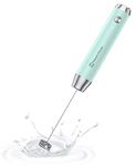 Maestri House Rechargeable Milk Frother, Handheld Electric Foam Maker Waterproof Detachable Stainless Steel Whisk Drink Mixer Foamer for Lattes, Cappuccino, No Stand（Blue）