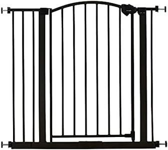 Regalo Easy Step Arched Décor Walk Thru Baby Gate, Includes 4-Inch Extension to Fit Multiple Openings, 4 Pack Pressure Mount Kit and 4 Pack Wall Mount Kit, Black
