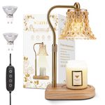 Candle Warmer Lamp with Timer, Candle Warmer Light with 2 Bulbs, 2/4/8H Timer Adjustable Height Candle Warming Lamp, Dimmable Candle Melting Lamp for All Scented Jar Candle Sizes, Amber (Amber)