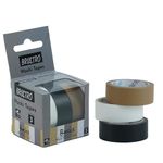 BRUSTRO Washi Masking Tapes Basics Shade - White, Black & Gold, 15 mm x 5 mtrs (Set of 3)