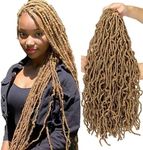 7 Packs Soft Locs 28 Inch Faux Locs Light Brown Color 27 Crochet Hair for Black Women Whole Strand Pre-looped Long New Locs Crochet Curly Braiding Hair Extension (28 Inch (Pack of 7), #27)