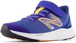 New Balance Kids Fresh Foam Arishi V4 Bungee Lace with Top Strap Running Sport Sneakers Shoes Marine Blue/Hot Marigold/White 2 M