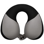 INFANZIA Kids Neck Travel Pillow, Memory Foam Neck Chin Support, Softly Double Support Neck Pillow for Head, Neck, and Chin, Traveling Gifts for Toddler & Children(Black&Grey)