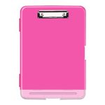 XHDA A4 Clipboard Storage Box with Separate Pen Compartment, Plastic Clipboard Folder A4 with Storage, Portable Clipboard A4 for School, Utility, Industrial Office, Pink