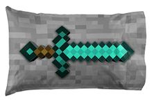 Jay Franco Minecraft Diamond Life 1 Pack Pillowcase - Double-Sided Kids Super Soft Bedding - Featuring Minecraft's Sword & Pickaxe (Official Minecraft Product)