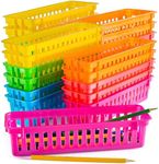 Prextex Classroom Pencil Organizer Pencil Basket or Crayon Basket, Variety Colors (12 pack)